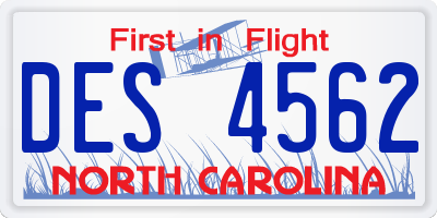 NC license plate DES4562