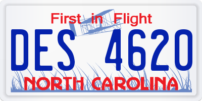 NC license plate DES4620