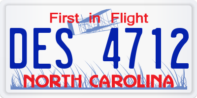 NC license plate DES4712