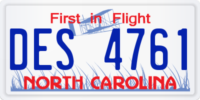 NC license plate DES4761