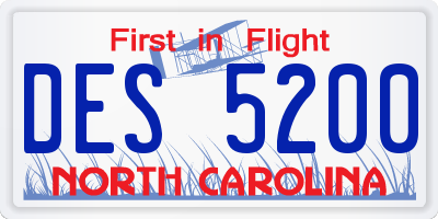 NC license plate DES5200