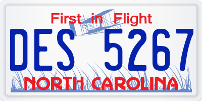 NC license plate DES5267