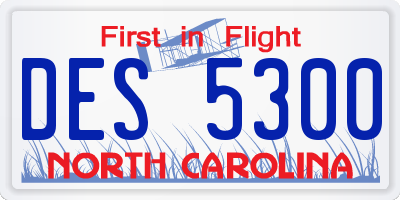 NC license plate DES5300