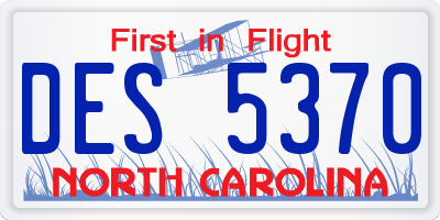 NC license plate DES5370