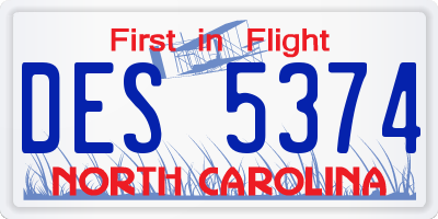 NC license plate DES5374