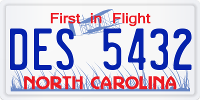 NC license plate DES5432