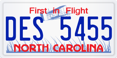 NC license plate DES5455