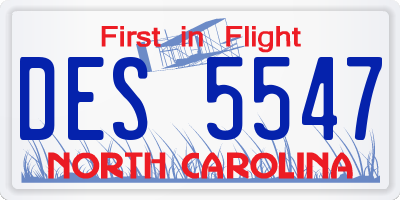 NC license plate DES5547