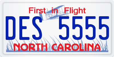 NC license plate DES5555