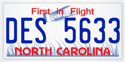 NC license plate DES5633