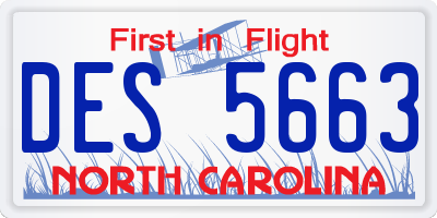 NC license plate DES5663