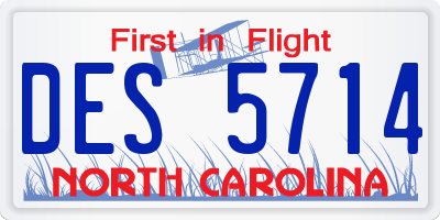 NC license plate DES5714