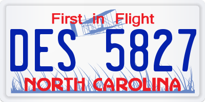 NC license plate DES5827