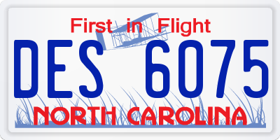 NC license plate DES6075