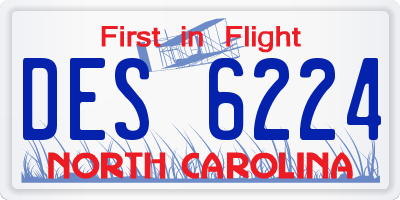 NC license plate DES6224