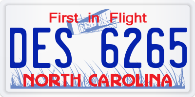 NC license plate DES6265