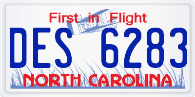 NC license plate DES6283