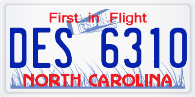 NC license plate DES6310