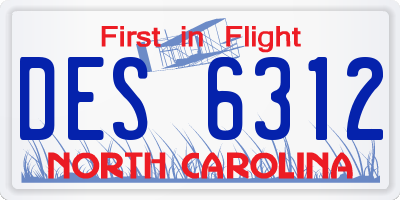 NC license plate DES6312