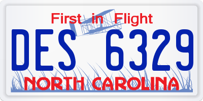 NC license plate DES6329