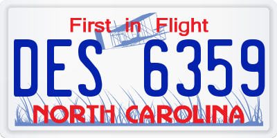 NC license plate DES6359