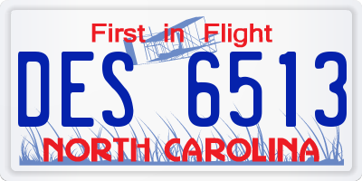 NC license plate DES6513