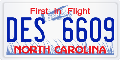 NC license plate DES6609