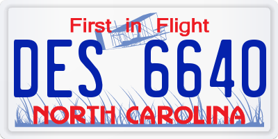 NC license plate DES6640