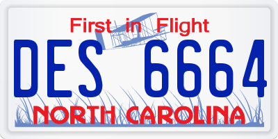 NC license plate DES6664