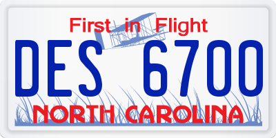 NC license plate DES6700