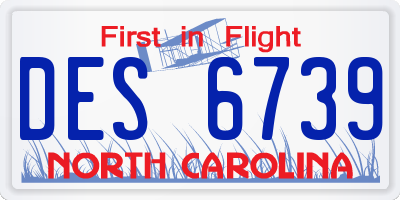 NC license plate DES6739