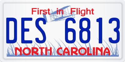 NC license plate DES6813