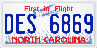 NC license plate DES6869