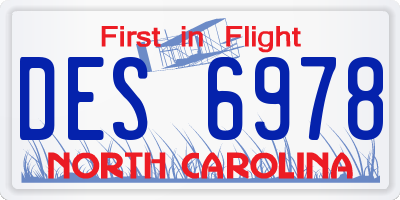 NC license plate DES6978