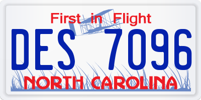 NC license plate DES7096