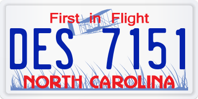 NC license plate DES7151