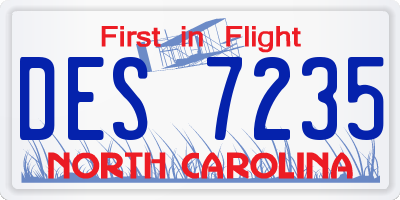 NC license plate DES7235
