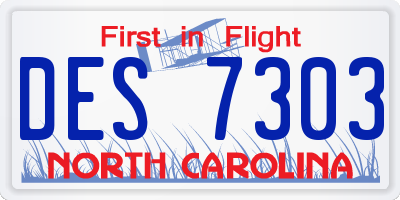 NC license plate DES7303