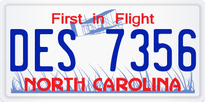 NC license plate DES7356
