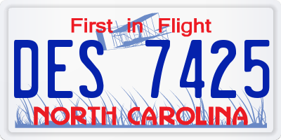 NC license plate DES7425