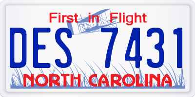 NC license plate DES7431