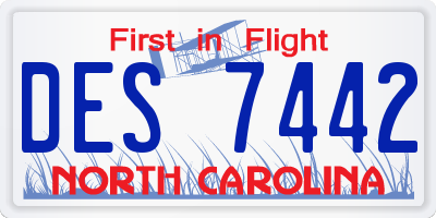 NC license plate DES7442