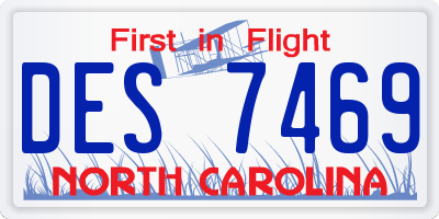 NC license plate DES7469