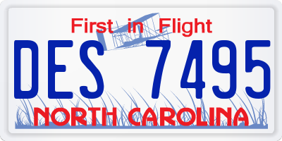 NC license plate DES7495