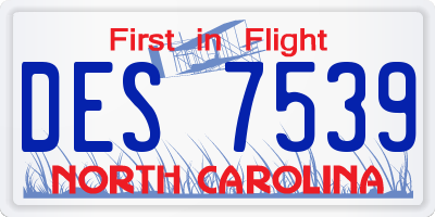 NC license plate DES7539