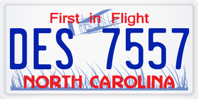 NC license plate DES7557