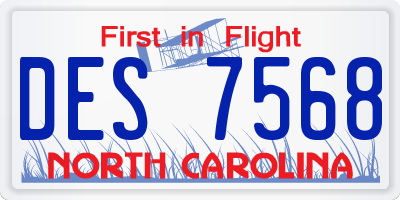NC license plate DES7568