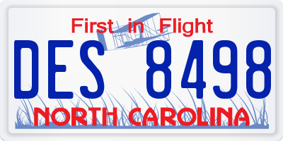 NC license plate DES8498