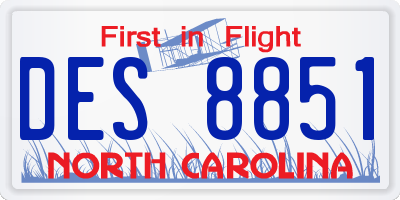 NC license plate DES8851