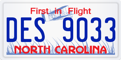 NC license plate DES9033